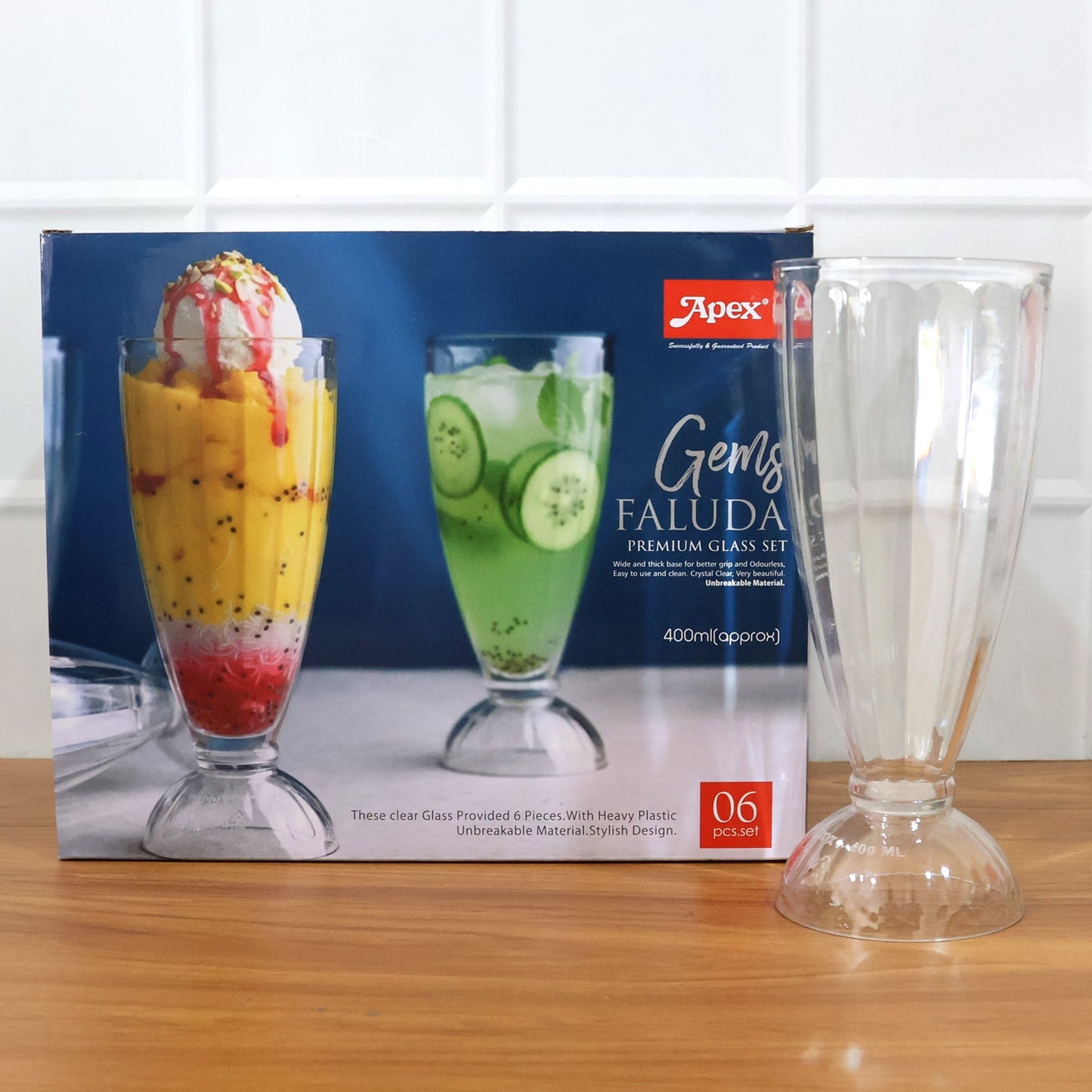 Apex Premium Dessert & Falooda Glasses (Approx 400ML / 6 Pc)