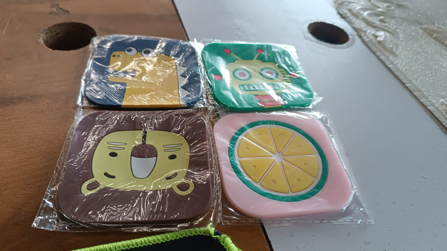 Premium Silicone Drink Coaster (1 Pc, 8×8 cm / Mix Design)