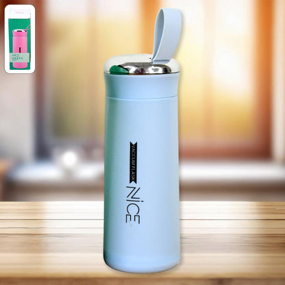 Water bottle 400ml leak proof, glass water bottle with (1 pc / Light Blue Color)
