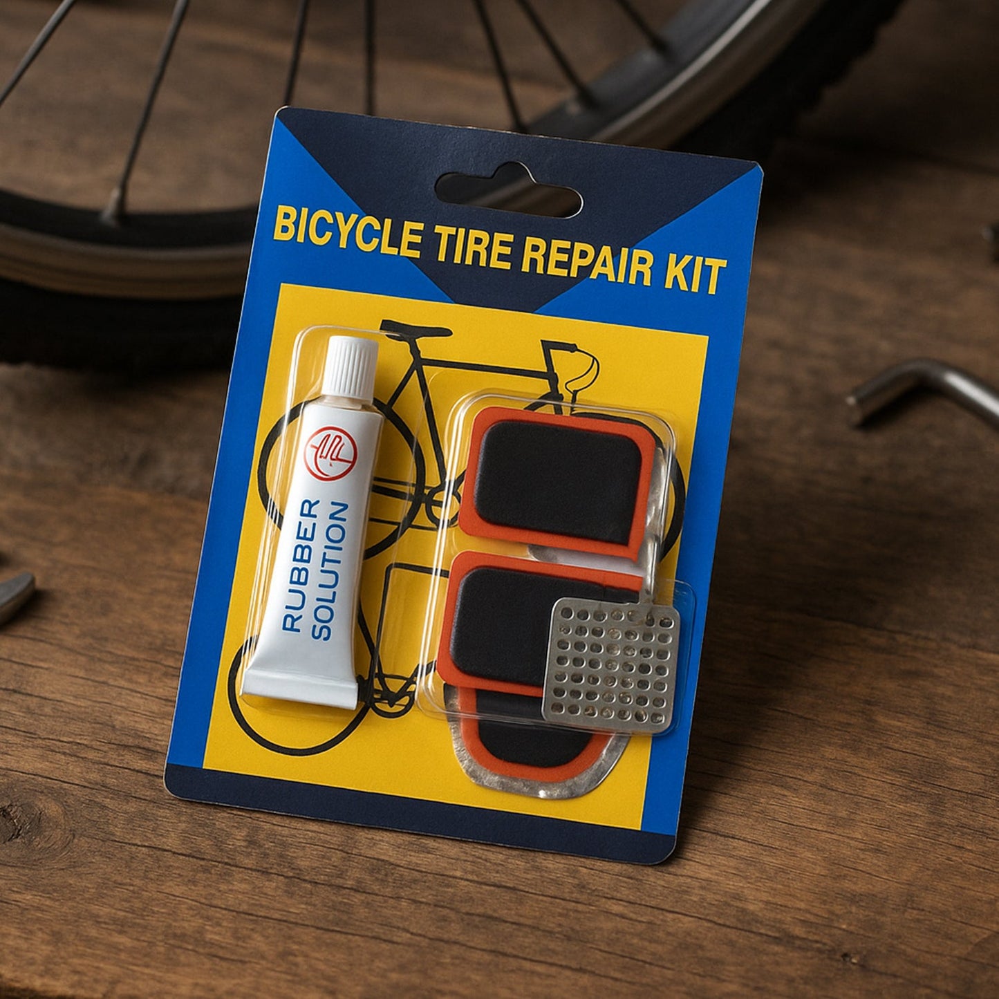 Bicycle Tire Repair Kit – Portable Puncture Repair Set with Adhesive (1 Set / Mix Design)