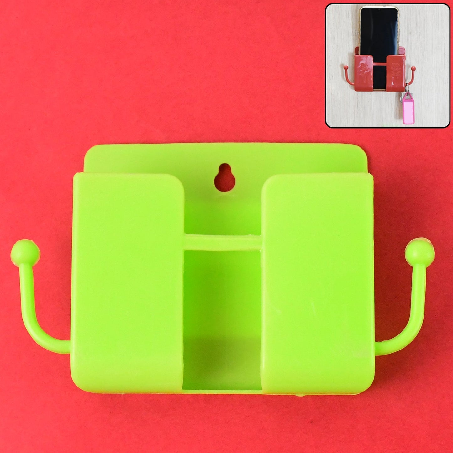 1 Pc Neon Green Wallmount Mobile Stand With Hook