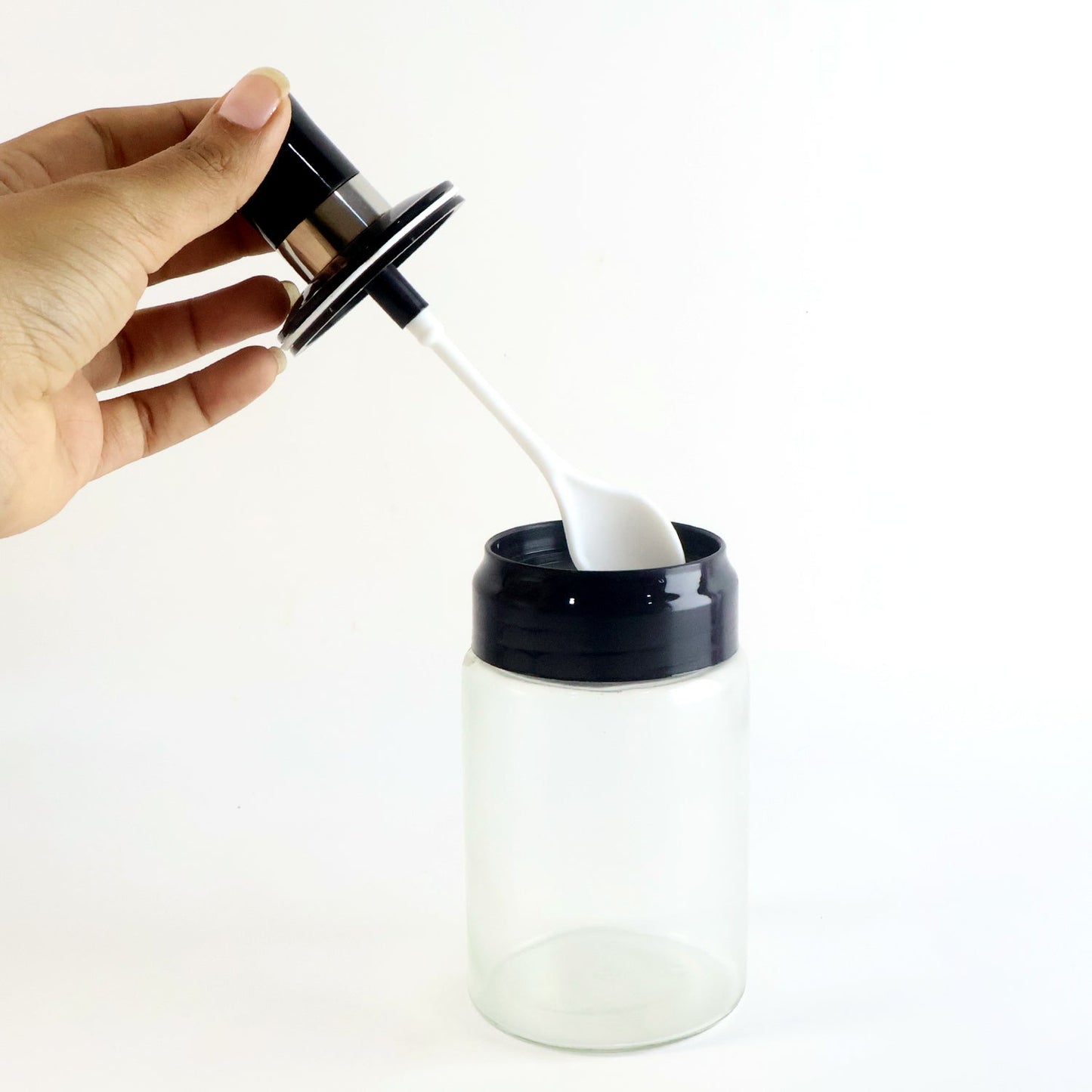 Transparent Spice Jar Set with Spoon & Airtight Lid (4 Pc)