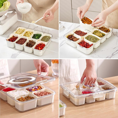 6-Compartment Fridge Storage Box with Lid