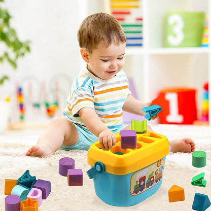 Baby First Block Set Kids Non-Toxic Abcd Geometric Shape Sorting & Stacking (1 Set)
