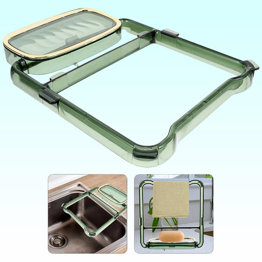 2-in-1 Self-Adhesive Towel Hanger & Soap Holder Stand (1 Pc)