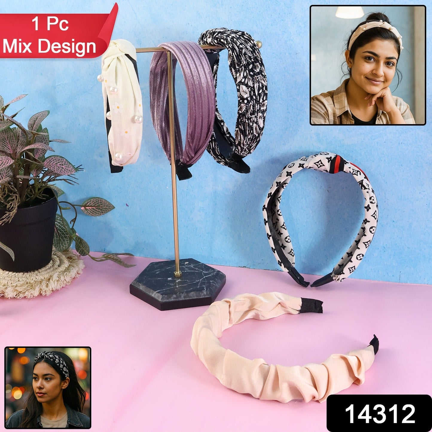 Women’s Ribbed Texture Knot Design Hairband (1 Pc / Mix Design)