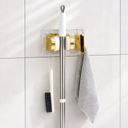 Wall Mounted Broom & Mop Holder with Strong Grip Clips