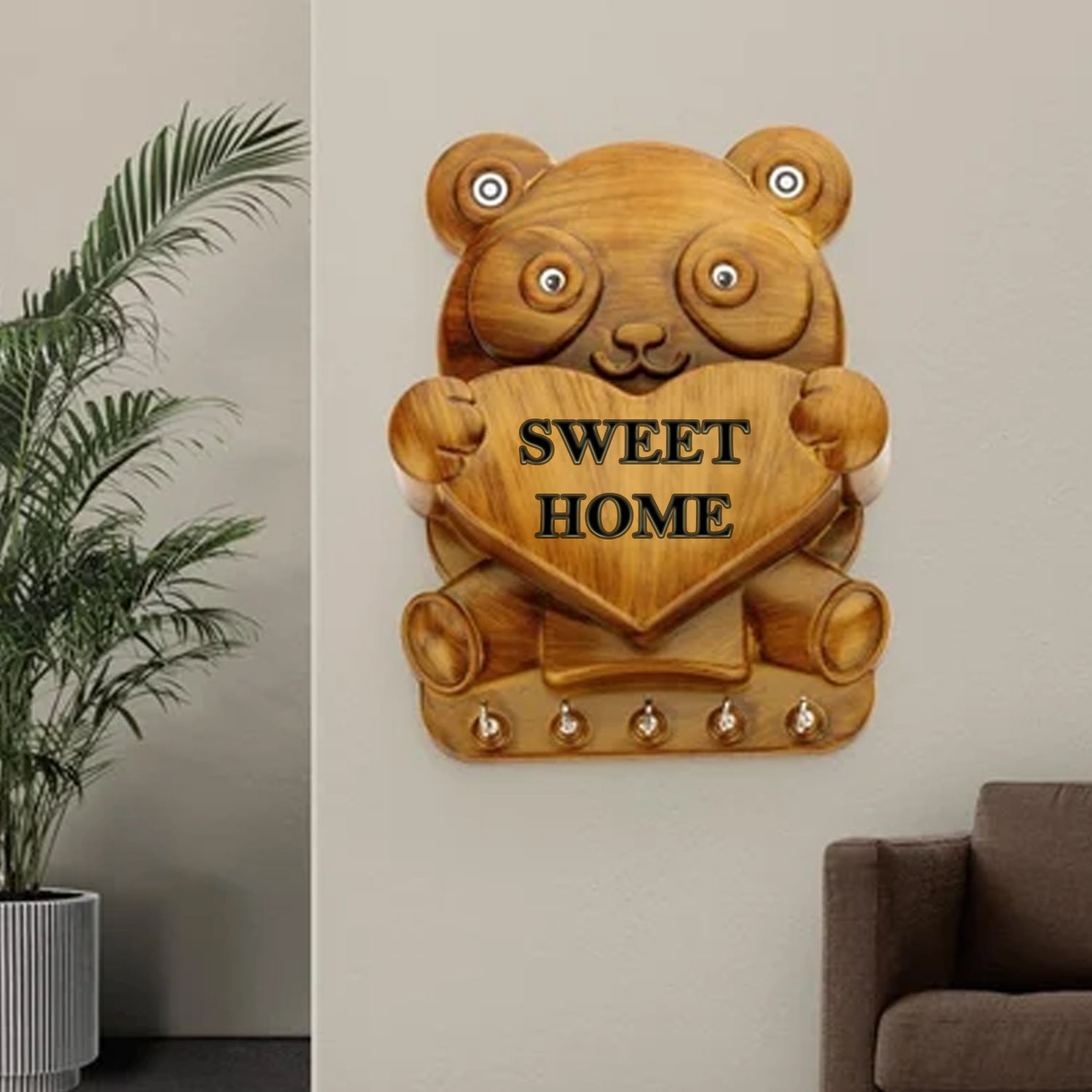 Cute Plastic Panda Key Wall Holder