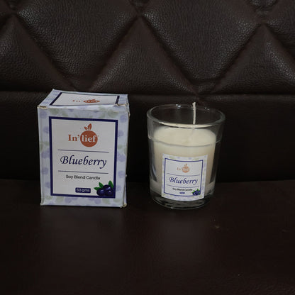 In'lief  Blueberry Soy-Blend Votive Candle Glass – 50 gm (1 Pc)