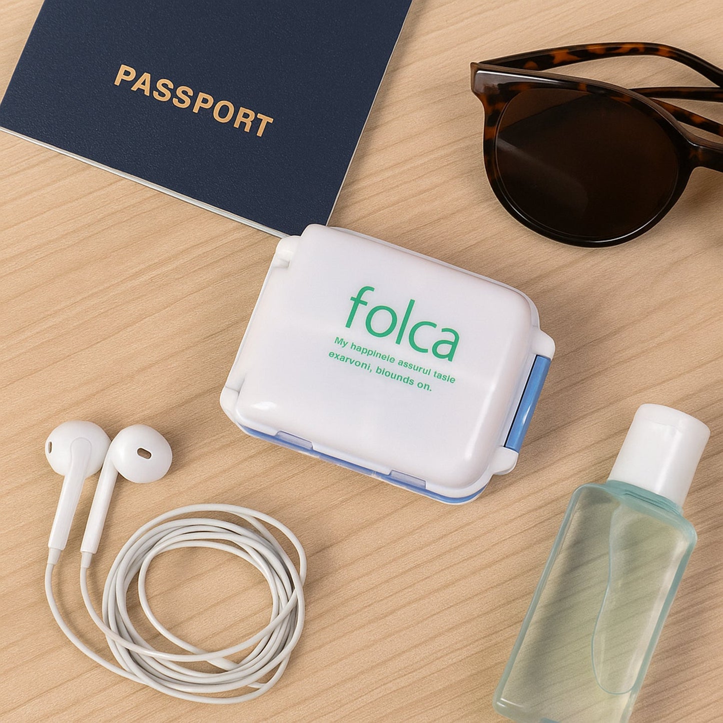 Portable Blue Dual-Sided Pill Organizer Box (1 Pc)