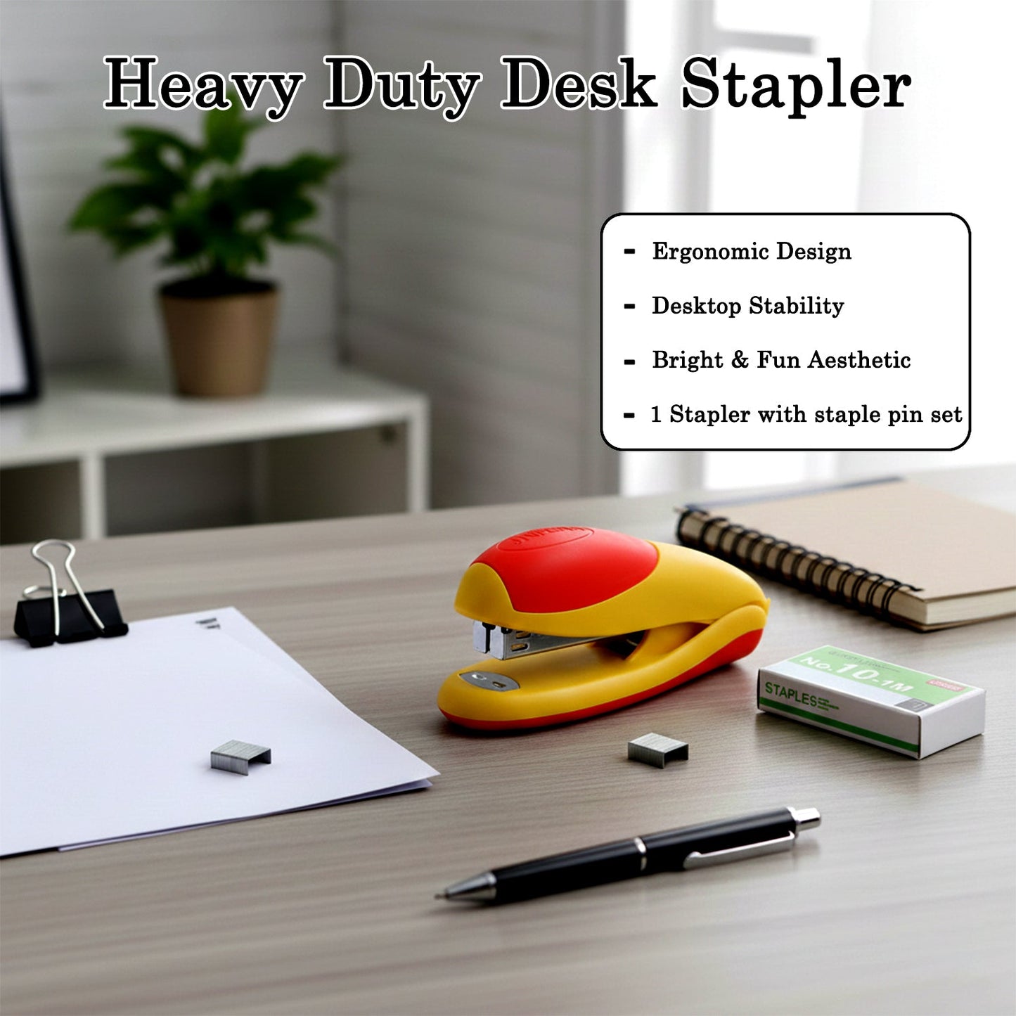 Heavy-Duty Desktop Stapler with Staple Pin Set