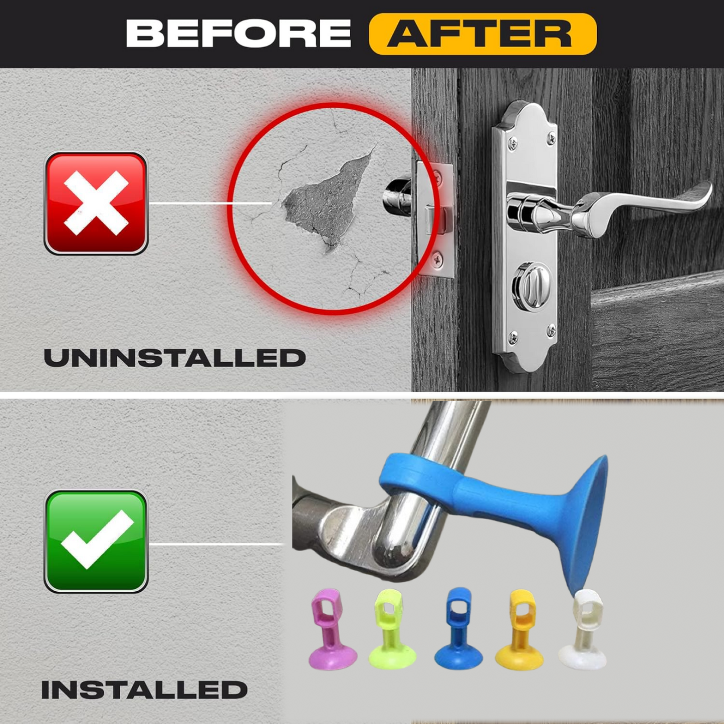 Self-Sucking Silicone Door Stopper (5 Pcs Set)