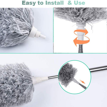 Microfiber Dusters for Cleaning, Telescoping Feather Duster with 100 inches Extendable Handle Pole