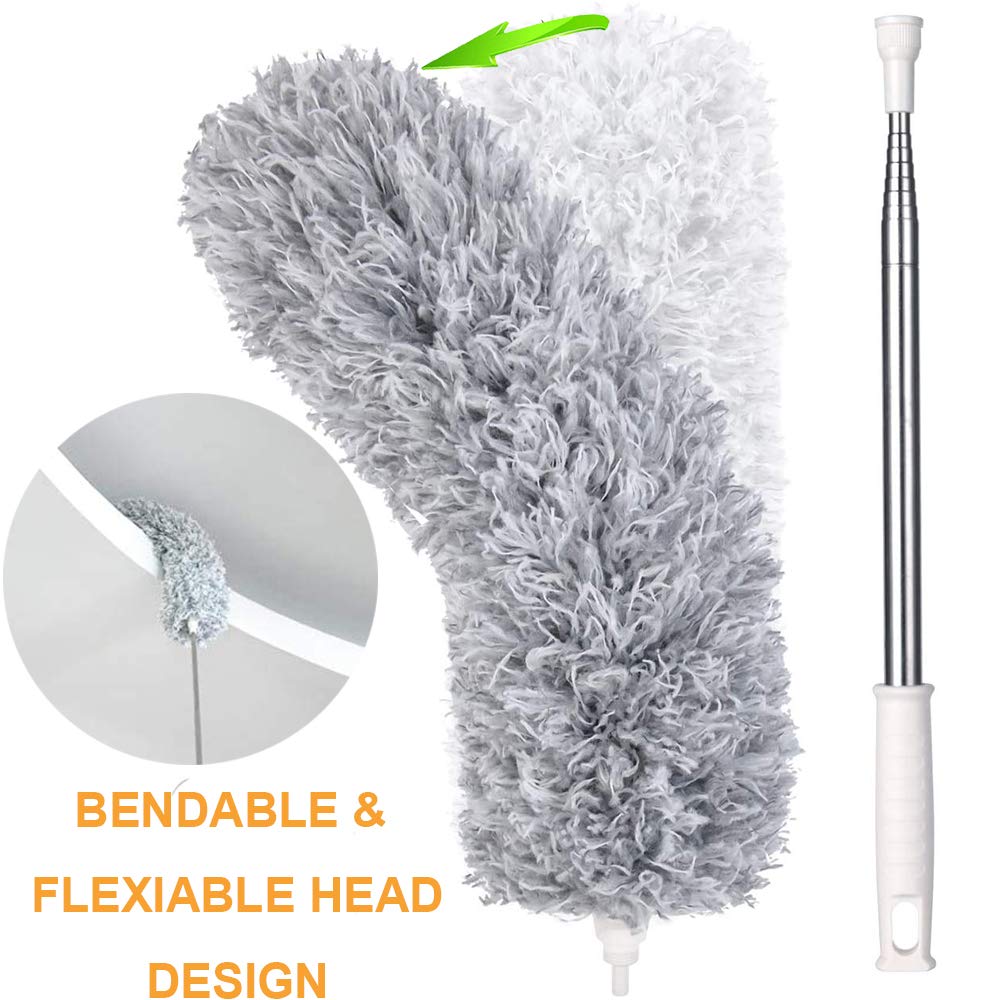 Microfiber Dusters for Cleaning, Telescoping Feather Duster with 100 inches Extendable Handle Pole