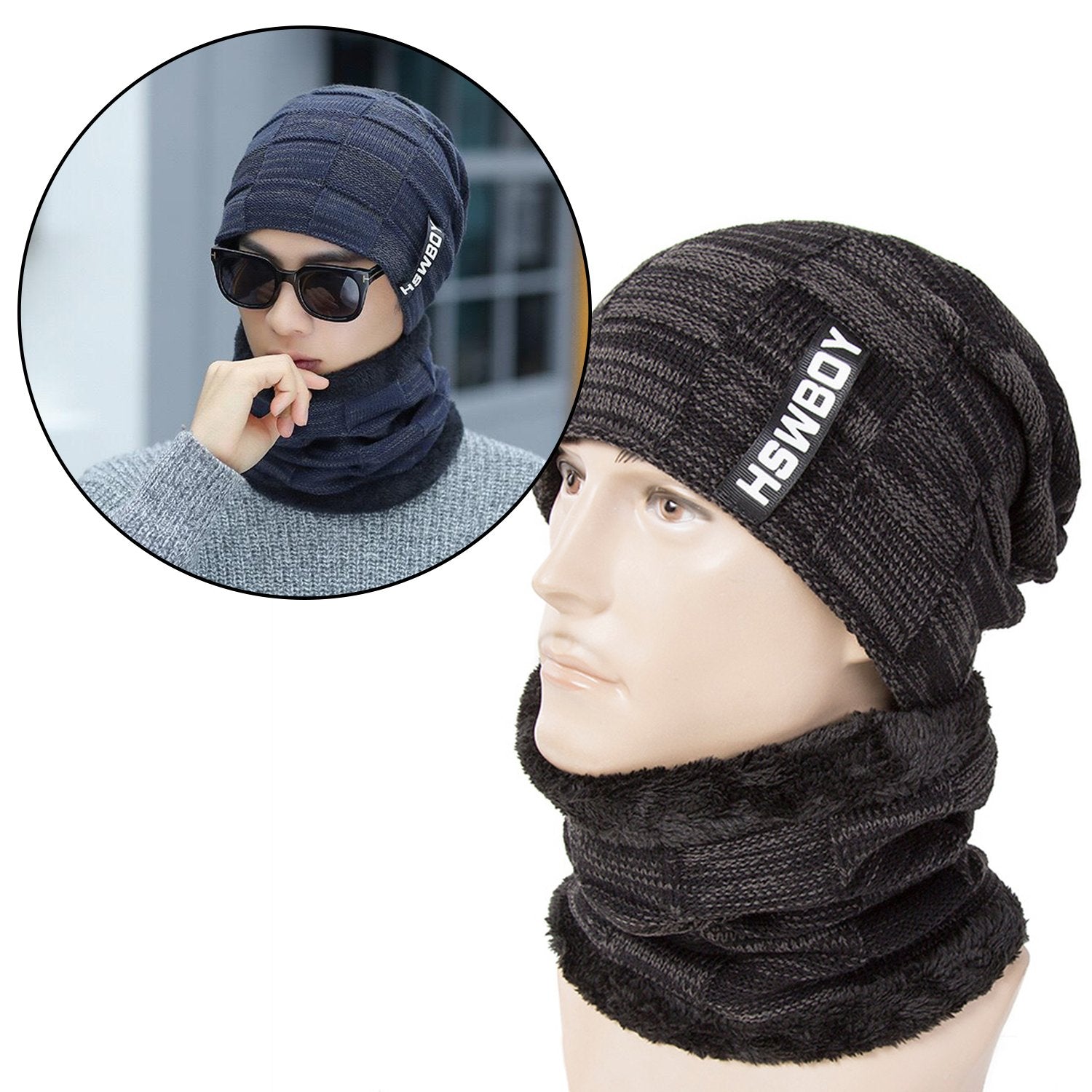 Warm woolen cap and muffler set