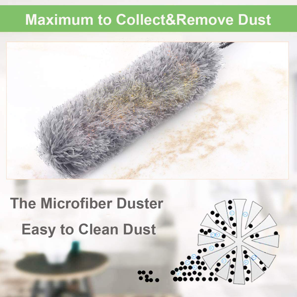 Microfiber Dusters for Cleaning, Telescoping Feather Duster with 100 inches Extendable Handle Pole