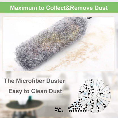 Microfiber Dusters for Cleaning, Telescoping Feather Duster with 100 inches Extendable Handle Pole