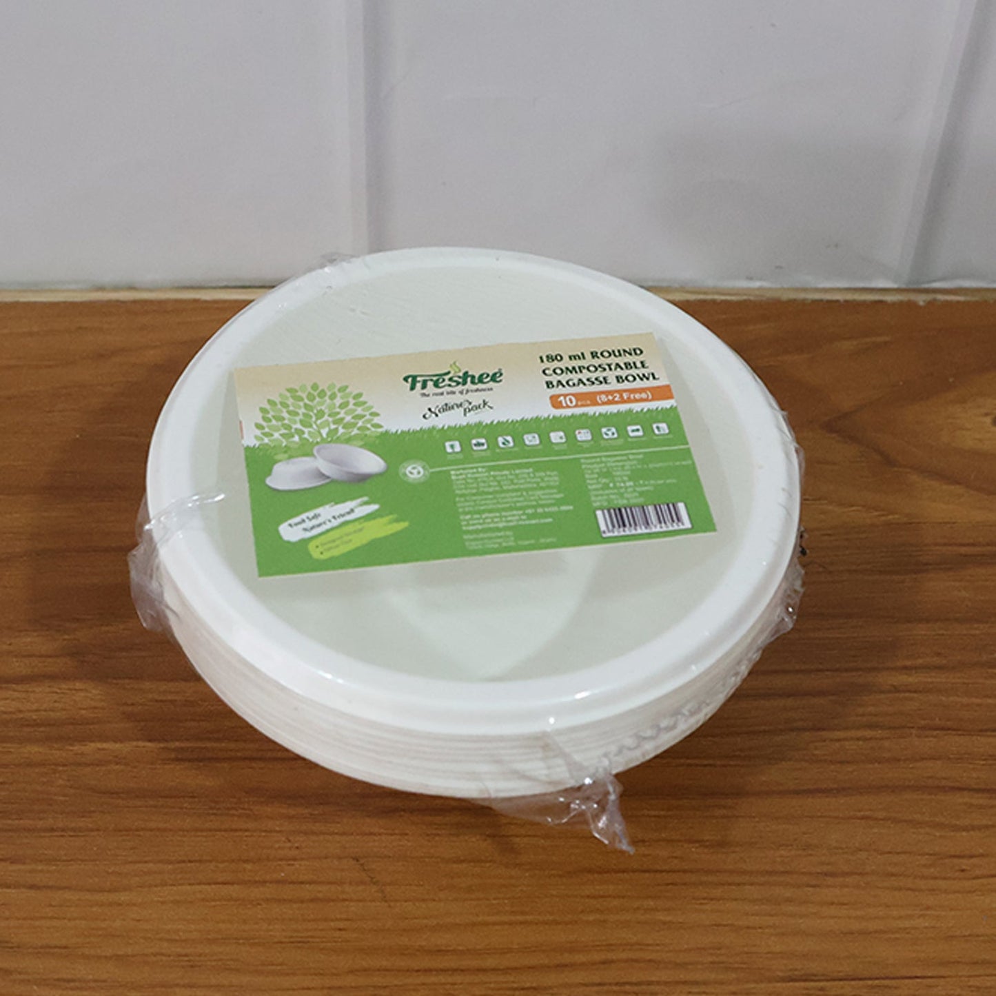 Freshee 180 ml Round Compostable Bagasse Bow (10 Pc)