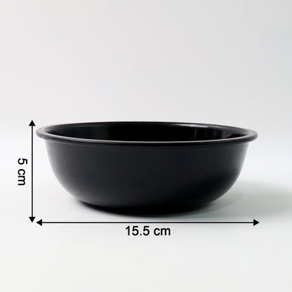 Plastic 6 Inch Black Round Deep Serving Bowl (1 Pc)