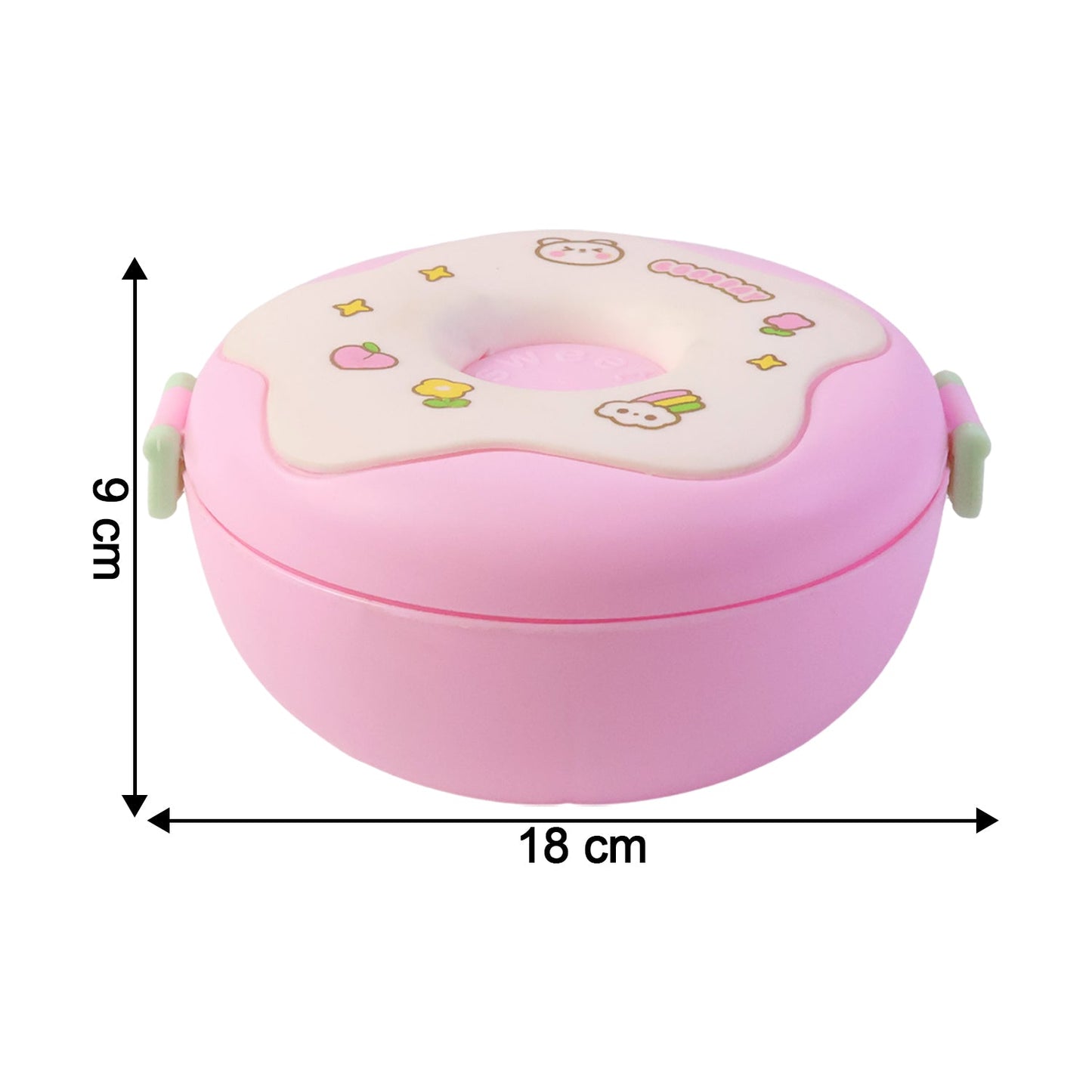 Donut Shaped Double Insulated 3 Compartment Lunch Box (1 Pc / Mix Color)