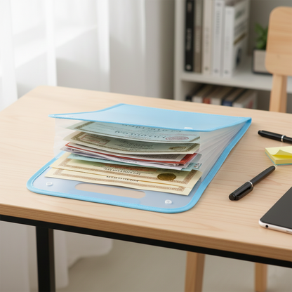 13 Pocket Document File Folder with Handle