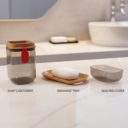 Premium Plastic Soap Box with Drain Tray & Protective Cover