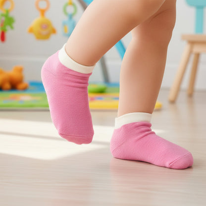 Pink & White Soft Ankle Socks for Kids (1 Pair)