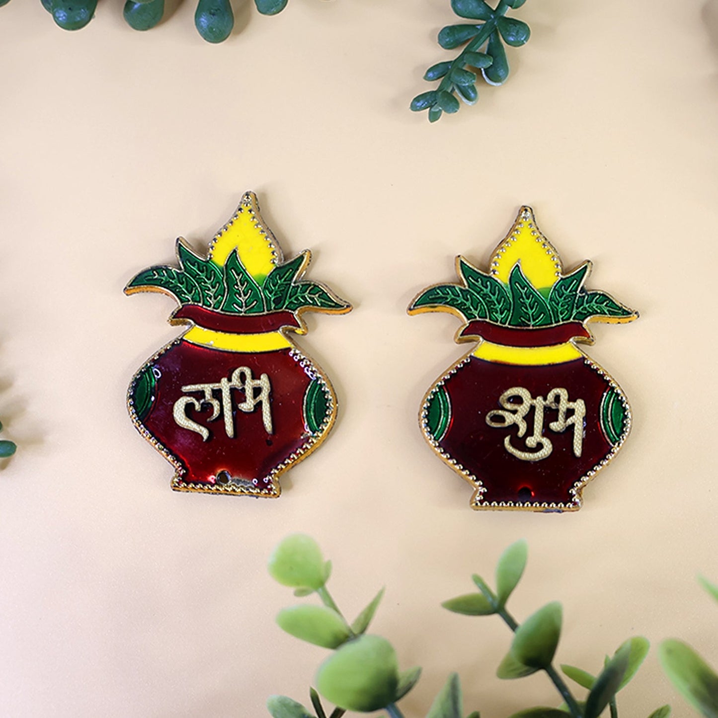 Shubh Labh Kalash Shaped Wall Hangings (2 Pc)