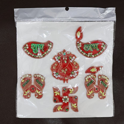 Traditional Decorative Shubh Labh Door Hanging (6 Pc / 1 Set)
