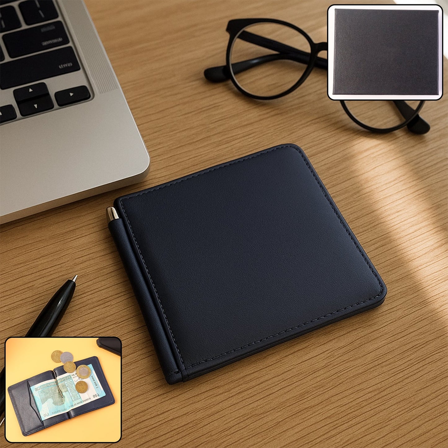 Slim bi-fold wallet for men with elegant gift box