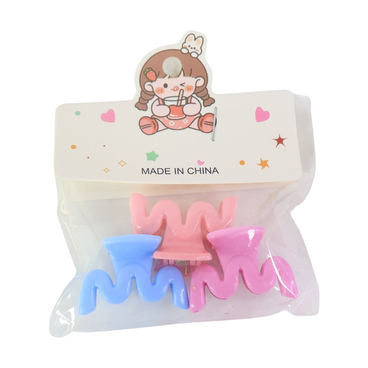 Plastic Small Hair Clips Girls Kids Hair Accessories (3 Pcs Set / Mix Color & Design)