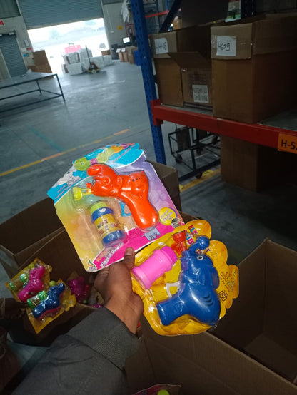 Elephant Hand-Press Bubble Gun Toy with Bubble Liquid Bottle for Kids