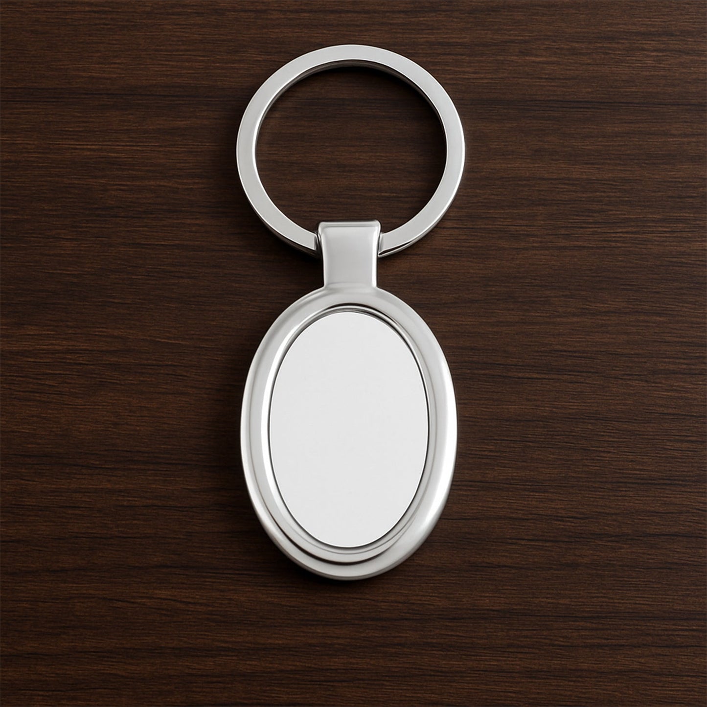 Sleek Oval Metal Keychain
